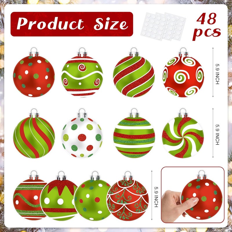 TREWAVE Christmas Ball Cutouts Christmas Bulletin Board Decorations Classroom Winter Holiday Cut-Outs Ornaments Home School Xmas Stickers for Wall Window Blackboard Decor - Image 2